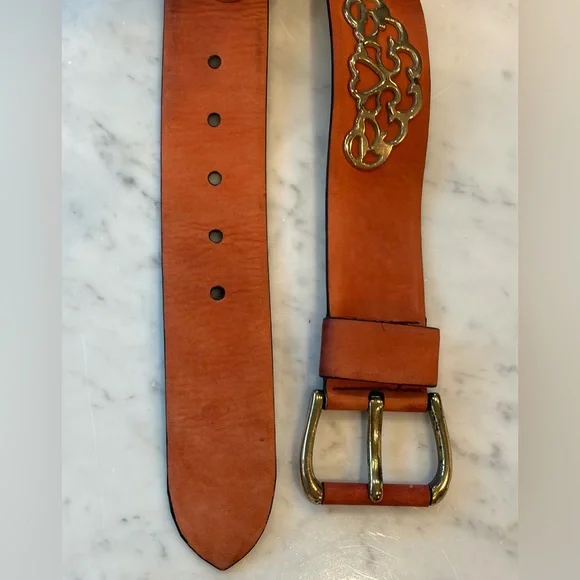 Jil Sander Suede Belt, ornate gold embellishments, suede/gold buckle, S, 26-30 - Picture 10 of 16